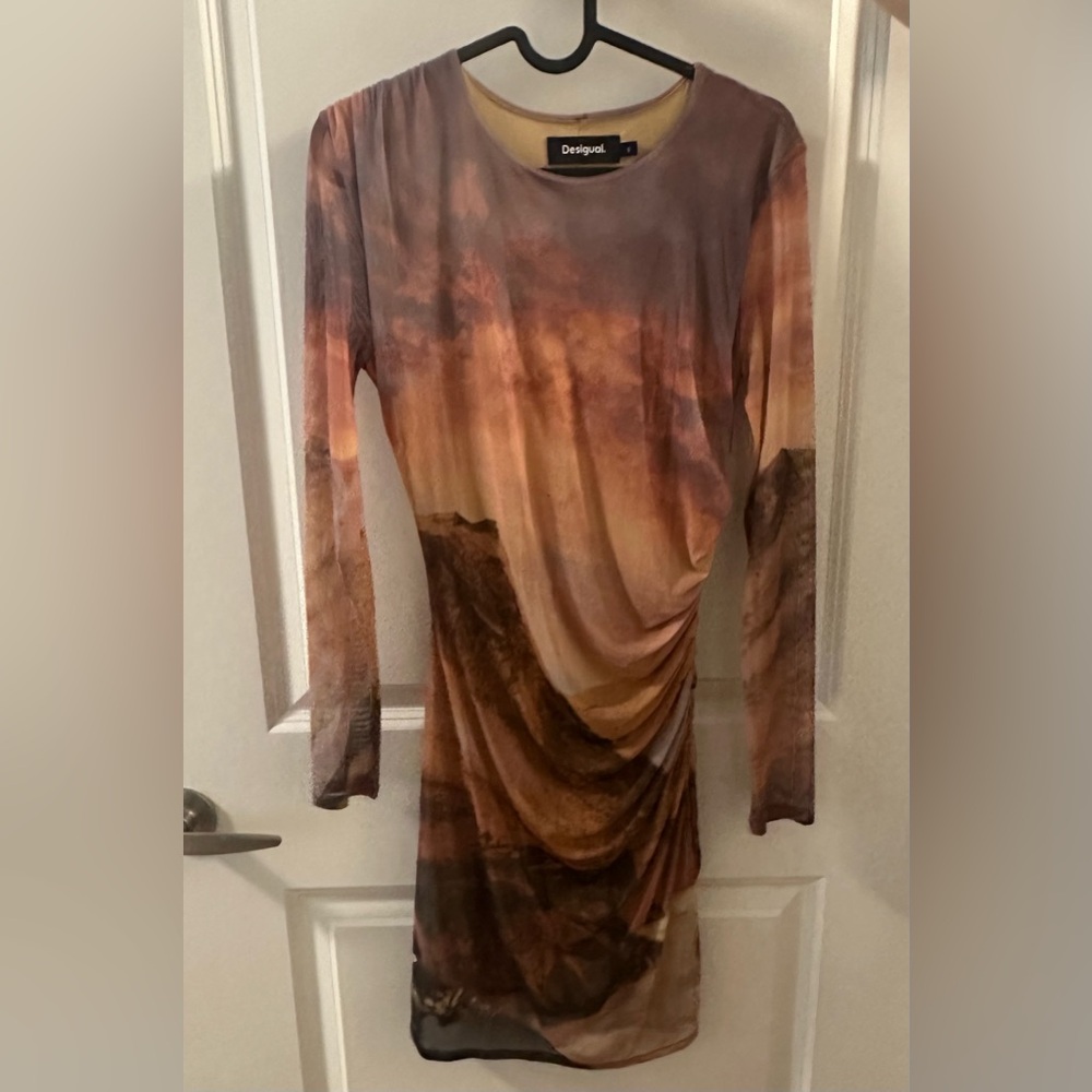 Desigual Purple and Tan Dress